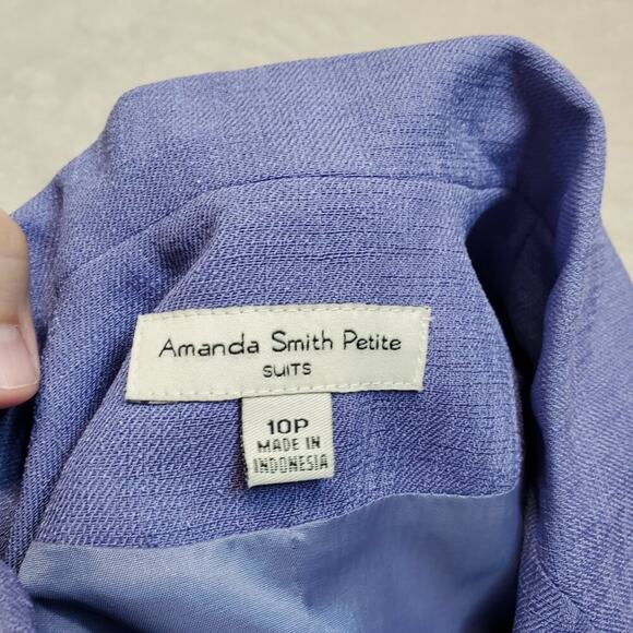 VTG Amanda Smith Petite Purple Work Suit‎ Blazer Jacket Peplum Blouse Skirt 10P - Picture 7 of 16